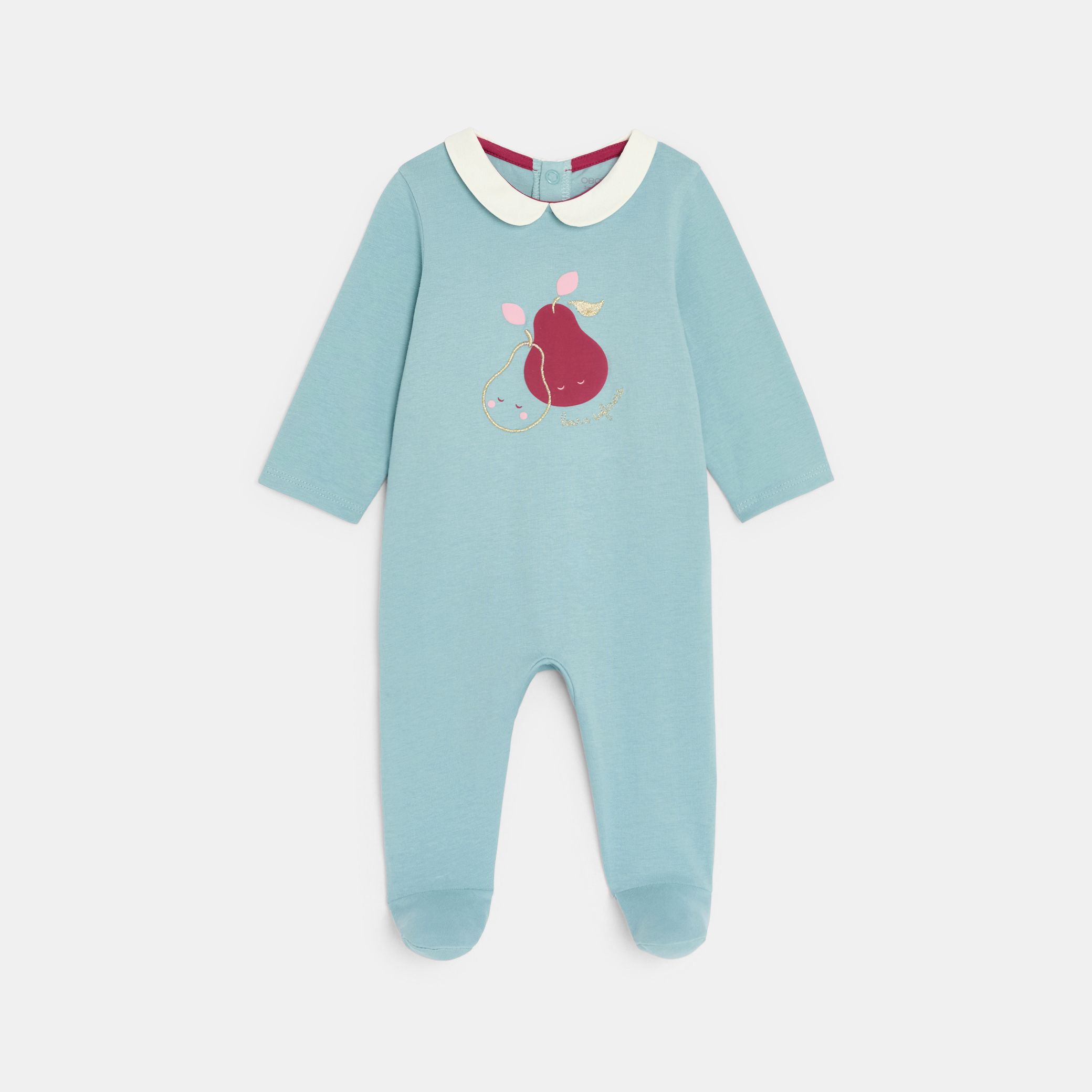 Bộ liền cotton xanh in quả lê